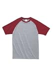 Printstar(プリントスター) | 137-RSS ラグラン無地Tシャツ 5.10oz 杢グレー×バーガンディ XXL RSS