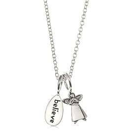 girls believe and angel necklace