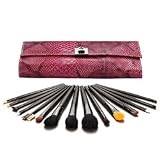 Designer Makeup Brush Set 15 piece with Pink Reptile Case