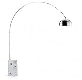 Kardiel Arco Style Floor Lamp, White Marble Rectangle Base