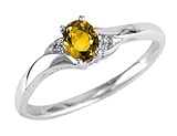 31ZLJ7tZmKL. SL160  Citrine Ring with Diamonds in 10K White Gold, Size 7