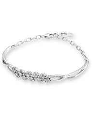 18K White Gold Snowflake Diamond Accents Chain Bangle Bracelet (0.69 cttw, G-H Color, VS2-SI1 Clarity)