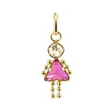 10 KT Yellow Gold Girl Ruby CZ Pendant 10K Charm