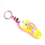 Yellow Flip Flop Wooden Beaded Keyring TF159