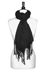 Biagio 100% Wool Pashmina Scarf BLACK Color Women's Shawl Wrap