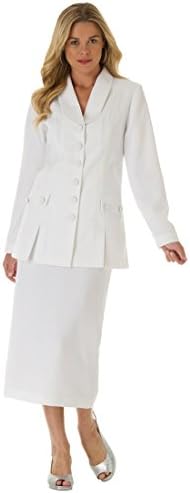 The Best Dressed Women's Plus Size 6-Button Skirt Suit (White,34 W)