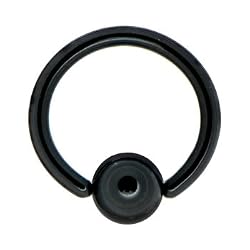 16 Gauge 5/16" Black Anodized Titanium Ball Captive Ring