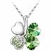 Swarovski Elements Green Crystal Four Leaf Clover Love Heart Pendant Necklace '16 - 18 inch Chain
