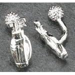 Executive Style Golf Bag and Golf Ball Roduim Plated Cufflinks
