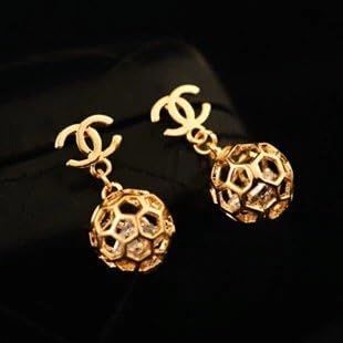 Sunny Jewelry Women's Korean Style Metal Earrings (gold ball pendant)