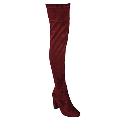 Beston de01 women s block heel drawstring over the knee thigh hig…