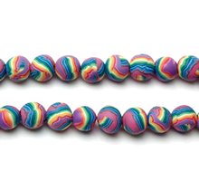 Rainbow 8mm Round Polymer Clay Beads