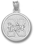 Nebraska Cornhuskers Solid Sterling Silver ''N HUSKERS'' Round Pendant