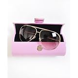 Round Hard Faux Leather with Magnetic Button Sunglasses Case