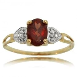Oval Garnet Heart Ring 3/4CT Crafted in Solid Two Tone Gold 
