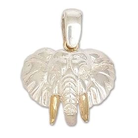 Gold plated pendant, 'Mighty Elephant' 1" W 1" L