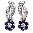 14kt White Gold Floral Sapphire and Diamond Earrings