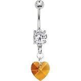 Austrian Crystal Heart November Birthstone Belly Ring