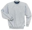 Upscale Cotton/Poly Crewneck Fleece Sweatshirt With Tipped Trim - Athletic Heather/Navy Blue