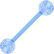 Bioplast Light Blue Glitter Barbell Tongue Ring