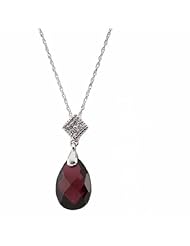 14K White Gold Brazilian Garnet Briolette and Diamond Necklace -- LIFETIME WARRANTY