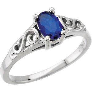 September 14K White Gold Teen Imitation Birthstone Ring