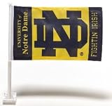 NCAA Notre Dame ND Car Flag w/Wall Bracket - Set of 2