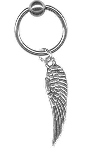 Tiny Angel Wing Dangle Captive Ring-20g-18g-16g-14g-12g Steel Captive Bead Ring-Helix Cartilage Earring