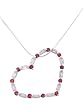 Sterling Silver Heart Necklace with Ruby CZ Stones and Accent Baguette CZs and 18 inch Snake Chain