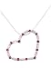 Sterling Silver Heart Necklace with Ruby CZ Stones and Accent Baguette CZs and 18 inch Snake Chain