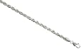Sterling Silver 5/32 inch ( 3.7 mm ) Italian Diamond Cut Rope Chain, Nickel Free, 7 inch - 30 inch