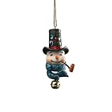 Jim Shore Heartwood Creek Snowman with Dangle Bell Hanging Ornament, 4-3/4 Inches