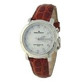 Radio Controlled Mens Watch by Precision-brown leather strap-2 year Lithium Battery-Signal check indicator-5 ATM