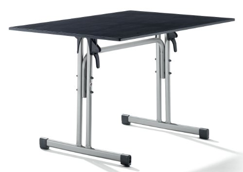 SIEGER 1360-50 Gastro-Tisch mit Puroplan-Platte 120 x 80 cm, Stahlrohrgestell graphit, Tischplatte Schieferdekor, anthrazit