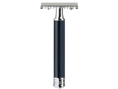 Muhle Open Comb Double Edge Safety Razor, R101, Chrome Plated Metal, Black Resin