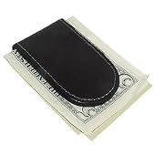 Slim Magnetic Genuine Leather Money Clip Wallet Black