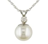 14K Fresh Water Cultured Pearl and Diamond Pendant