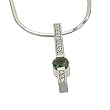 0.10 Ct.T.W. Round Brilliant Cut Diamonds, Round Cut Emerald, 14Kt. White Gold. Chatham Created Emerald Diamond Pendant Necklace