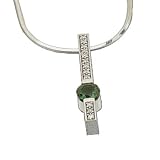 0.10Ct.T.W. Round Brilliant Cut Diamonds, Round Cut Emerald, 14Kt. White Gold. Chatham Created Emerald & Diamond Pendant with Chain