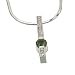 0.10Ct.T.W. Round Brilliant Cut Diamonds, Round Cut Emerald, 14Kt. White Gold. Chatham Created Emerald & Diamond Pendant with Chain