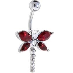 Ruby Red Winged Dragonfly Belly Ring