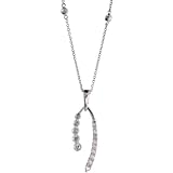 14ct White Gold 16 Diamond By The Yard Necklace 78 23mm Tall Journey Pendant W 026 Carat Brilliant Cut Diamonds