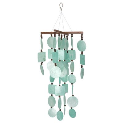 Asli Arts Collection C160 Aqua Capiz Chime with Wood Beads [Lawn Patio] # C160