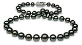8 x 8.5mm natural color Black Tahitian south sea round cultured pearl necklace 18