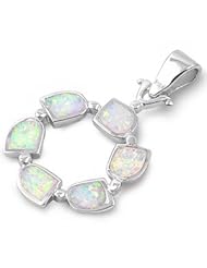 Sterling Silver Pendant With Lab Opal