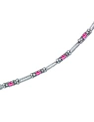 14k White Gold Natural Pink-Topaz And Diamond Tennis Bracelet