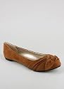 Pleated Bow Suede Finish Flat