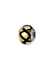 Yellow and Black, Murano Glass Charm for 3mm Charm Bracelets