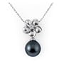 Tahitian Black Pearl Necklace with Diamond in 14K White Gold