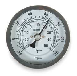 Industrial Grade 1NGF1 Thermometer, Dial Size 5 In, -20 to 120 F